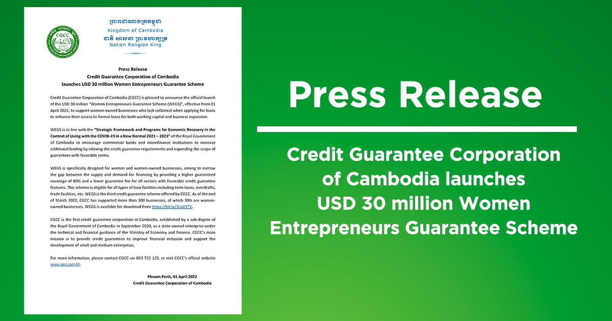 Press Release - CGCC launches USD 30 million Women Entrepreneurs Guarantee Scheme